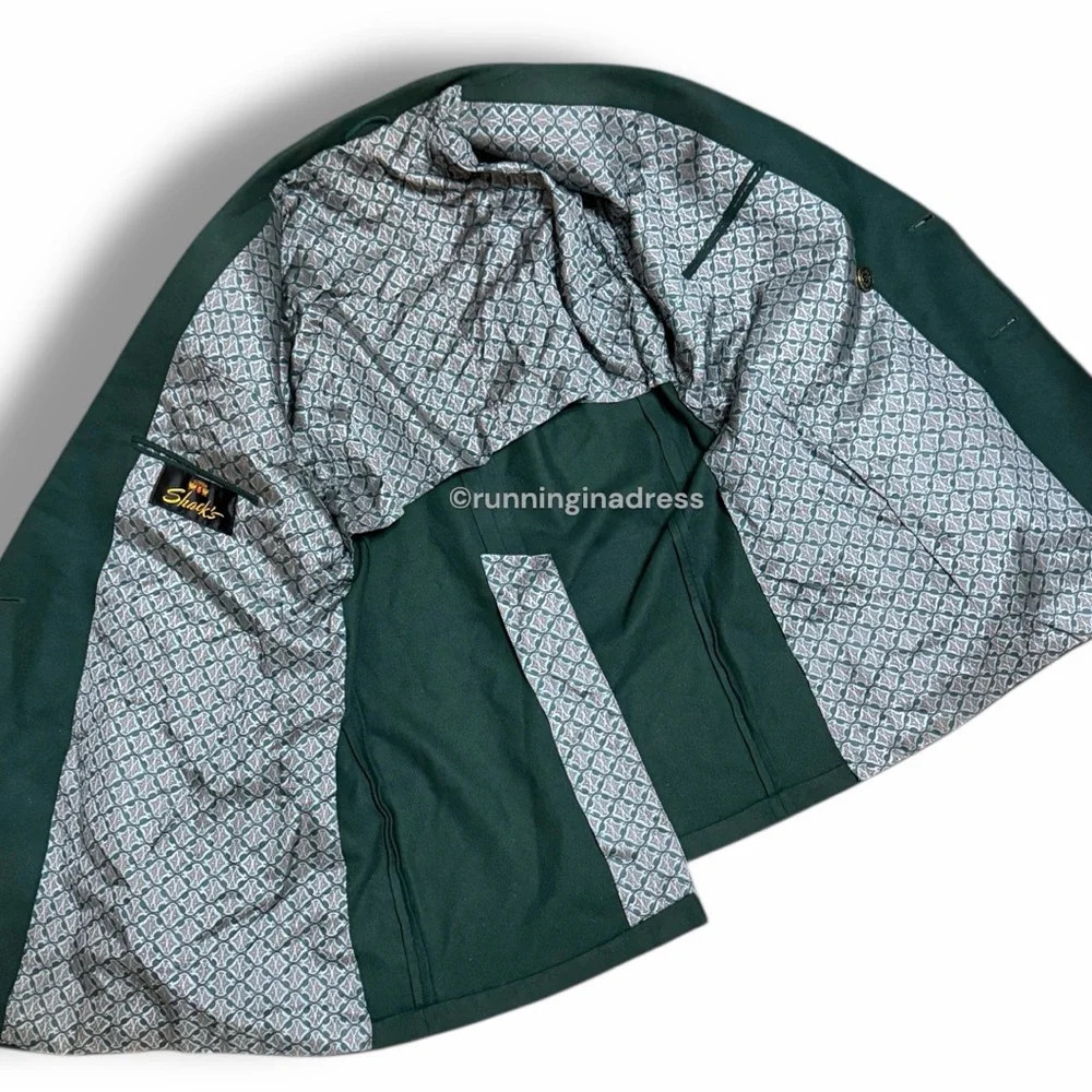 Rare Vintage 1950s Early 60s Shack's Double-Breasted Green Blazer ACWA Union Tag